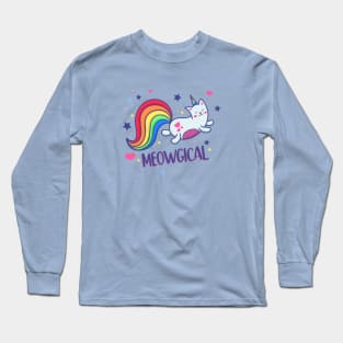 Meowgical Magical Rainbow Kitty Cat Unicorn Long Sleeve T-Shirt